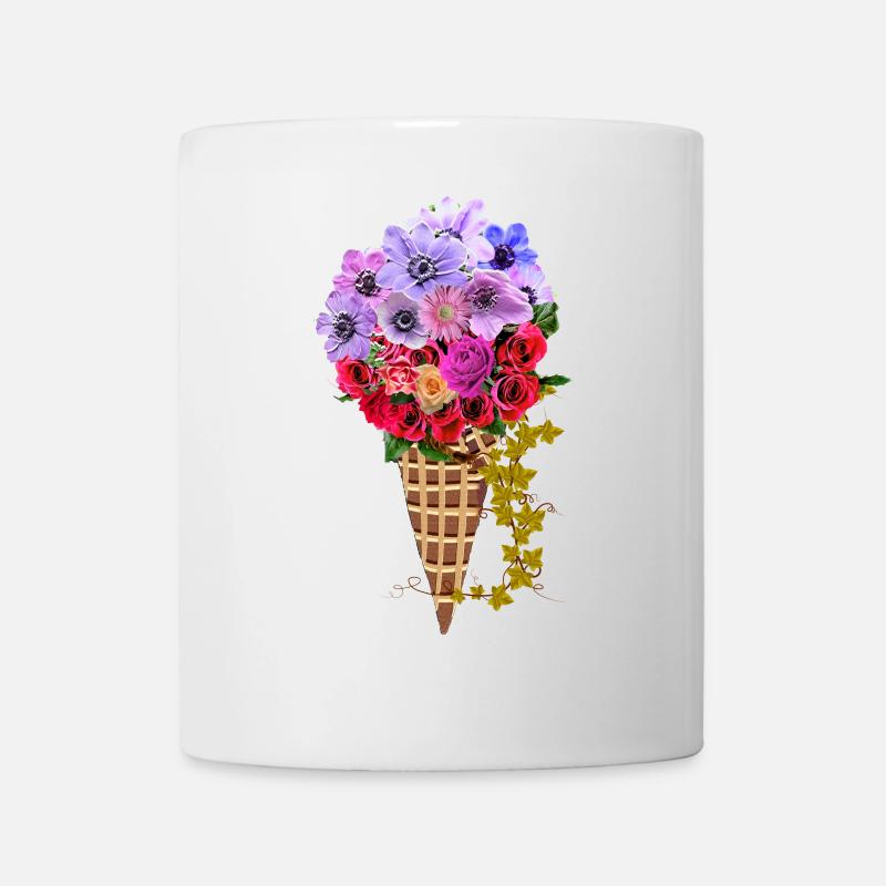 Blumen Eistüte Bouquet - Mug - white