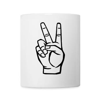 Peace Zeichen - Victory Symbol - Tasse - Weiß - Vorne