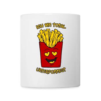 Ich bin total unterpommest Lustige Pommes Frites - Tasse - Weiß - Vorne