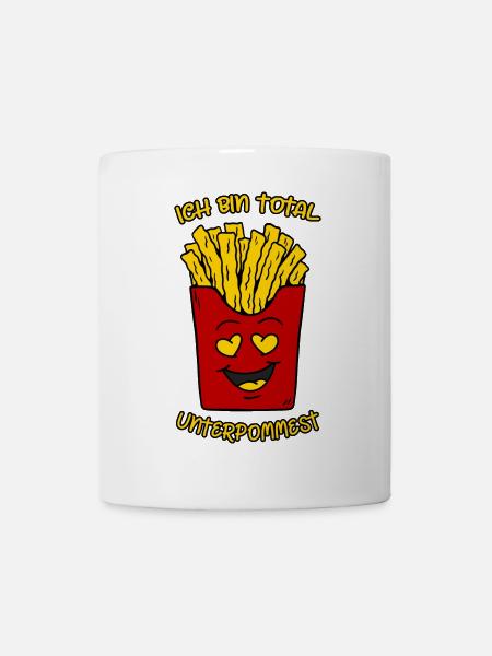 Ich bin total unterpommest Lustige Pommes Frites - Tasse - Weiß