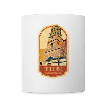 Retro badge, Toulouse France is my hometown - Mug - white - Front