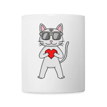 Devon Rex avec lunettes de soleil et cœur - Mug blanc - blanc - Devant