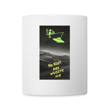 Humorvolles Alien-Fisch-Motiv mit Spruch - Tasse - Weiß - Vorne