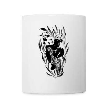 Famille panda perchée dans des bambous - Mug blanc - blanc - Devant