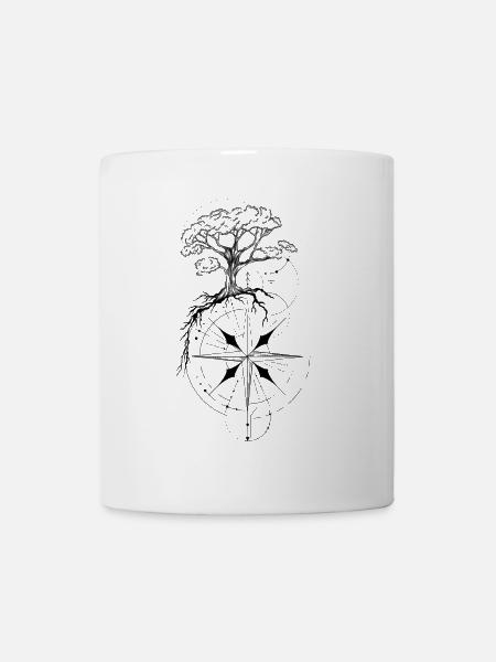 Geometric Tree of Life Compass Rose - Mug - white