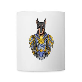Knight dog dog breed Doberman with armor - Mug - white - Front