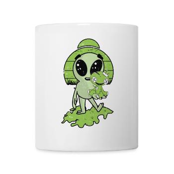 Alien mit Voodoo Puppe - Tasse - Weiß - Vorne