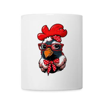 Sweet Chicken With Bandana Headband Glasses Girl - Mug - white - Front