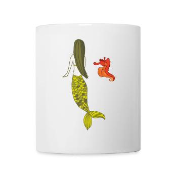 Date de sirène avec hippocampe - Mug blanc - blanc - Devant