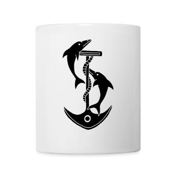 Anker und Delfine (schwarz) - Tasse - Weiß - Vorne