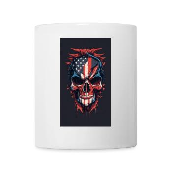 american flaghand drawn face evil death skull - Tasse - Weiß - Vorne