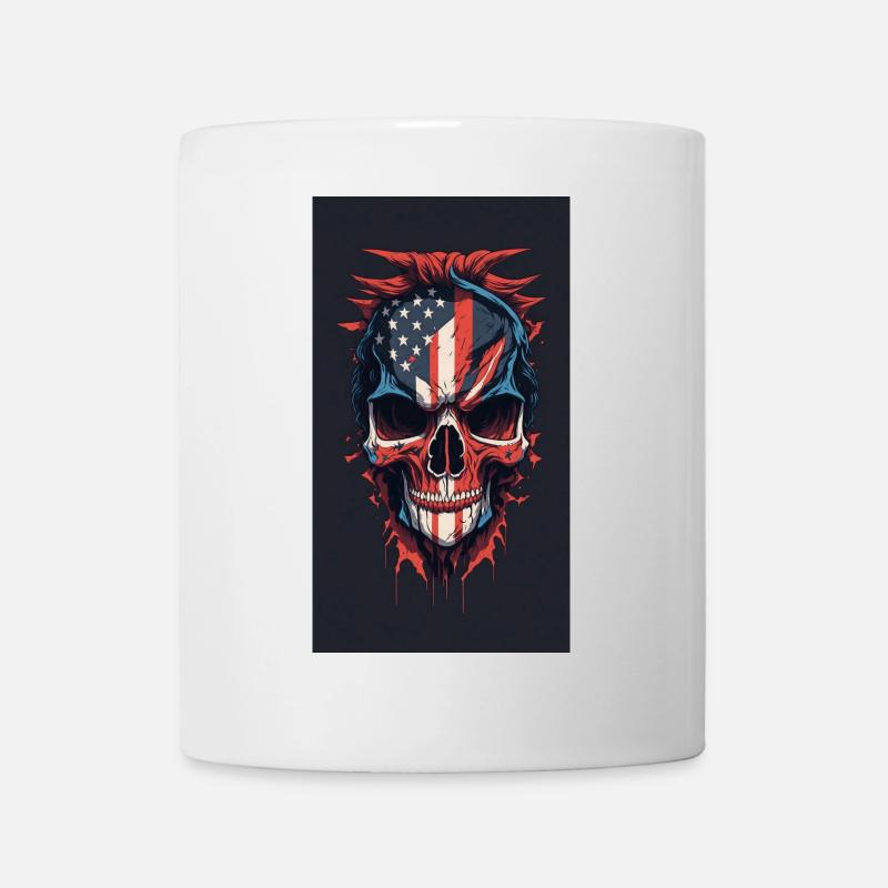 American Flaghand Drawn Face Evil Death Skull - Mug - white