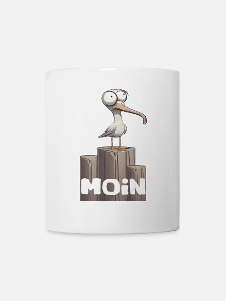 Norddeutschland moin die möwe Hafen - Tasse - Weiß