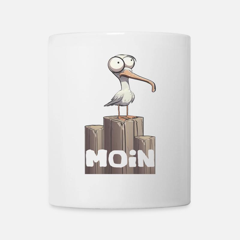 Norddeutschland moin die möwe Hafen - Tasse - Weiß