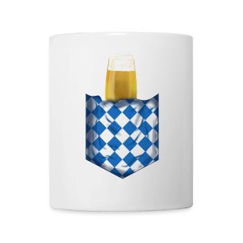 Bier in Brusttasche - leiwandes Biertulpen Design - Tasse - Weiß - Vorne