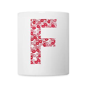 Lettre F - t-shirt bisous - Mug blanc - blanc - Devant