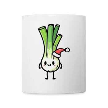 Kawaii leek with santa hat - Mug - white - Front