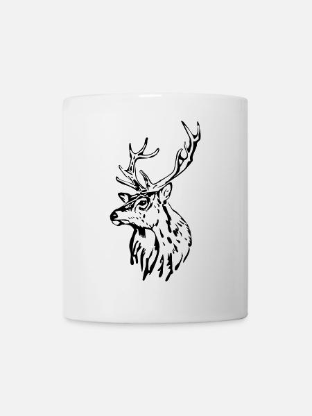 Hirschkopf [Schwarz] - Tasse - Weiß