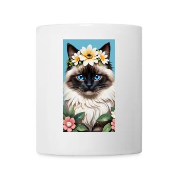 Natural beauty Burma Seal Point with floral wreath - Mug - white - Front