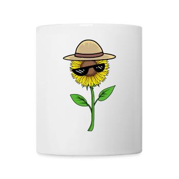 Sunflower Sunglasses Eyeglasses Gardener Flower Hat - Mug - white - Front