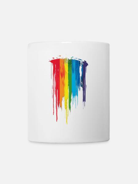 Dezentes und cooles Regenbogen-Design mit tropfender Pride-Flagge - Tasse - Weiß