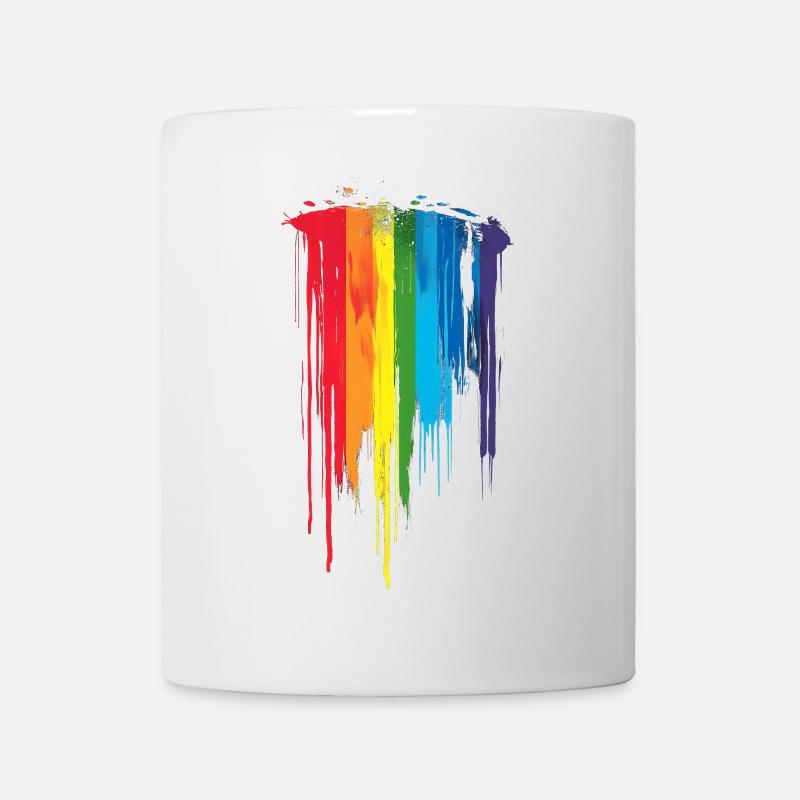 Dezentes und cooles Regenbogen-Design mit tropfender Pride-Flagge - Tasse - Weiß