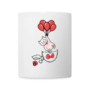 Chat Naissance Coquille D’oeuf Ballons Enfants Bébé - Mug blanc - blanc - Devant