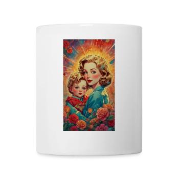 Mère avec fils, rétro des années 50 - illustration - Mug blanc - blanc - Devant