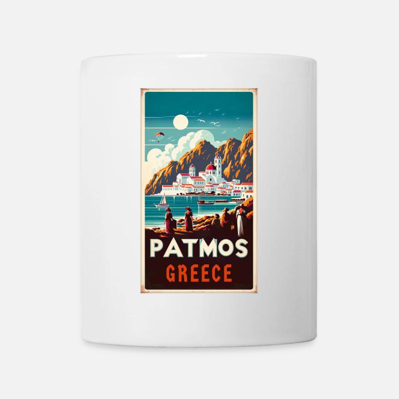 Design de vacances vintage à Patmos en Grèce - Mug blanc - blanc