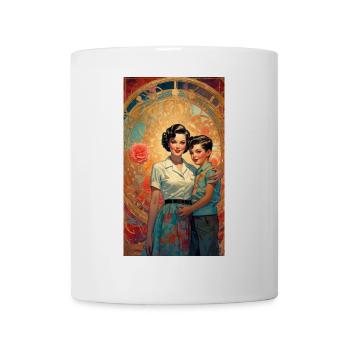 Mutter und Kind - Retro 50er Jahre - Illustration - Tasse - Weiß - Vorne
