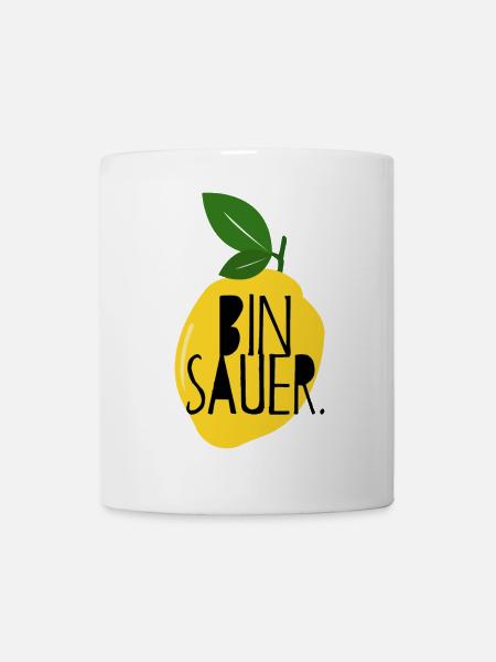Bin sauer - Zitrone - Schlechte Laune - Statement - Tasse - Weiß