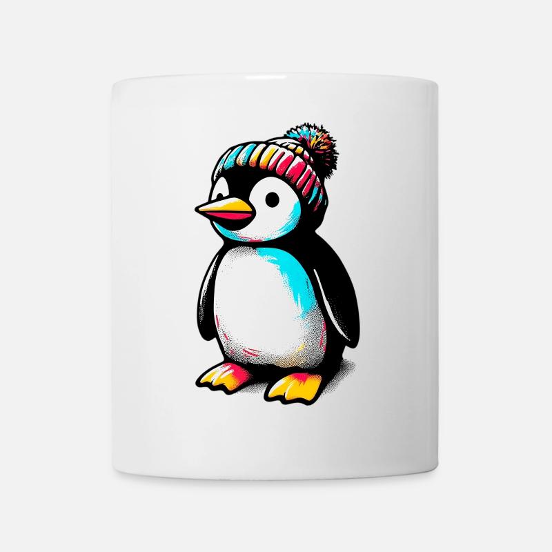 Pinguin mit winterlicher Wollmütze - Tasse - Weiß