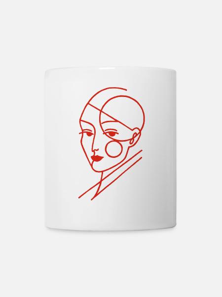 Roter geometrischer Mensch - Tasse - Weiß