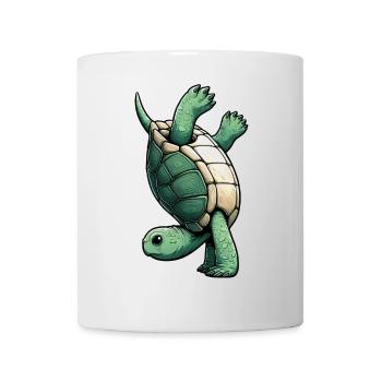 Sporty Turtle Handstand Somersault Gymnastics - Mug - white - Front
