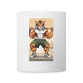 Tigre musculaire en entraînement gym - Mug blanc - blanc - Devant