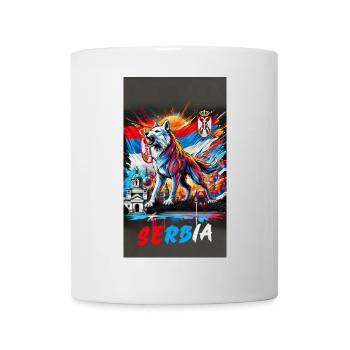 Serbien Wolf Nationalflaggen Design - Tasse - Weiß - Vorne