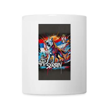 Serbia wolf national flag design - Mug - white - Front