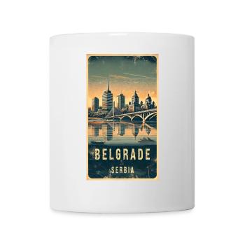 Belgrade, Serbie, design vintage - Mug blanc - blanc - Devant