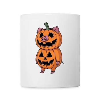 Halloween Cochon Citrouille Bande Dessinée Costume Drôle - Mug blanc - blanc - Devant
