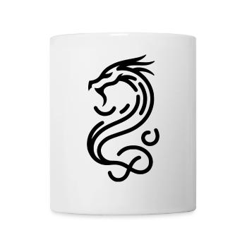 chinesischer Drache, Darstellung in Lineart - Tasse - Weiß - Vorne