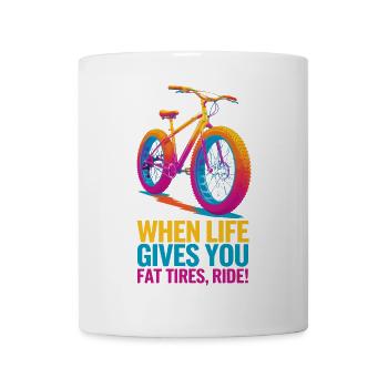 Vibrant Fat Tired Bicycle Design - Mug - white - Front