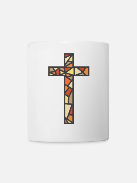 Croix en vitrail - Mug blanc - blanc
