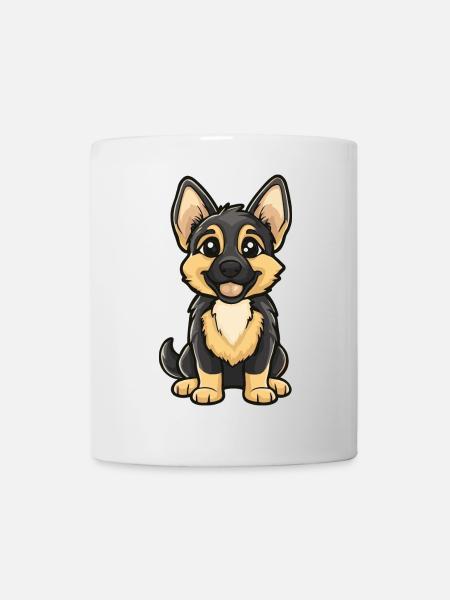 German Shepherd Hund Comic Niedlich - Tasse - Weiß