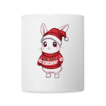 Hase Weihnachten Comic - Tasse - Weiß - Vorne