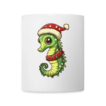 Bande dessinée de Noël hippocampe - Mug blanc - blanc - Devant