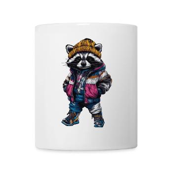 Raccoon Fashion Winter - Mug - white - Front