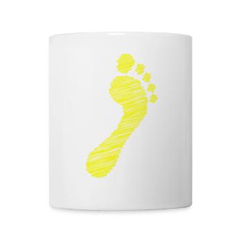 Footprint: Foot neon yellow: barefoot natural runners - Mug - white - Front