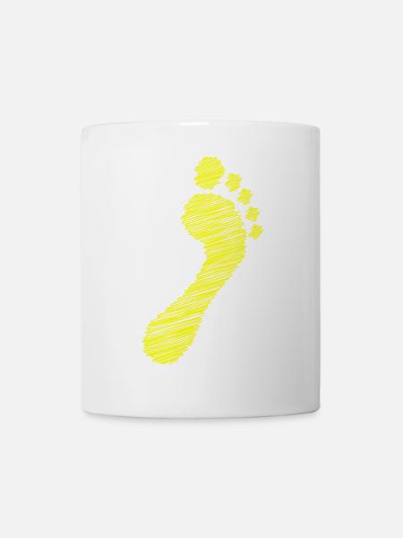 Footprint: Foot neon yellow: barefoot natural runners - Mug - white