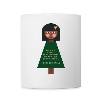 Weihnachtsgruß-Puppe im Grün - Tasse - Weiß - Vorne