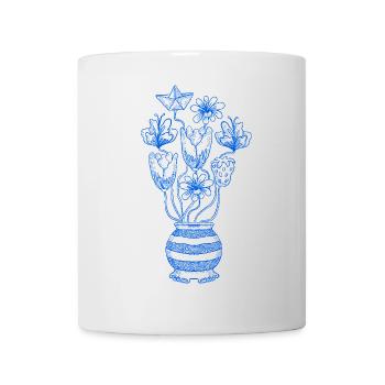 Linien-Blumenstrauß mit Stern - Tasse - Weiß - Vorne